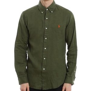 Polo Ralph Lauren🐎logo slim fit button-down Oxford shirt in green